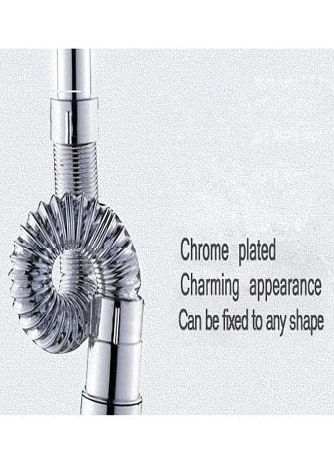 FOLX FBA04 PVC Water Outlet Waste Pipe/CP Hose Pipe For Bathroom Wash Basin/Kitchen Sink, Flexible, Streachable And (2, Chrome Finish) - Image 3